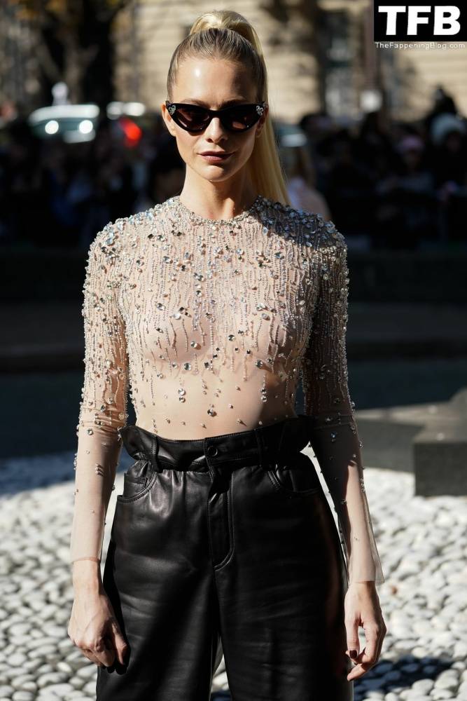 Poppy Delevingne Poses in a See-Through Top at Miu Miu Womenswear Show - #5