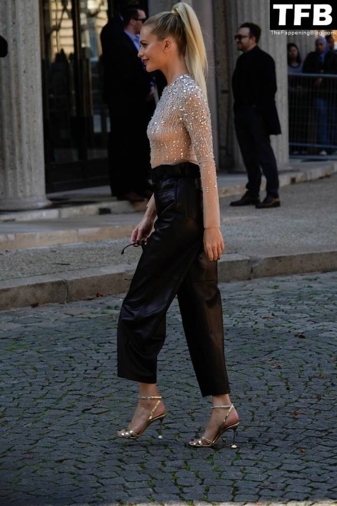 Poppy Delevingne Poses in a See-Through Top at Miu Miu Womenswear Show - #4