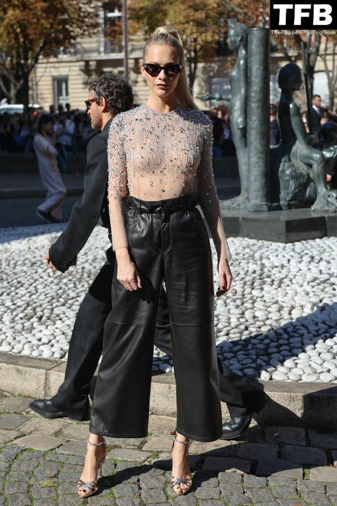 Poppy Delevingne Poses in a See-Through Top at Miu Miu Womenswear Show - #21