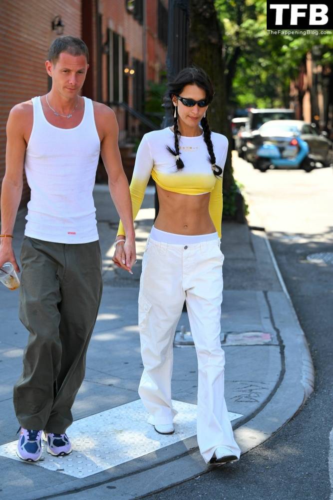 Braless Bella Hadid Steps Out with Marc Kalman for a Walk in NYC - #18
