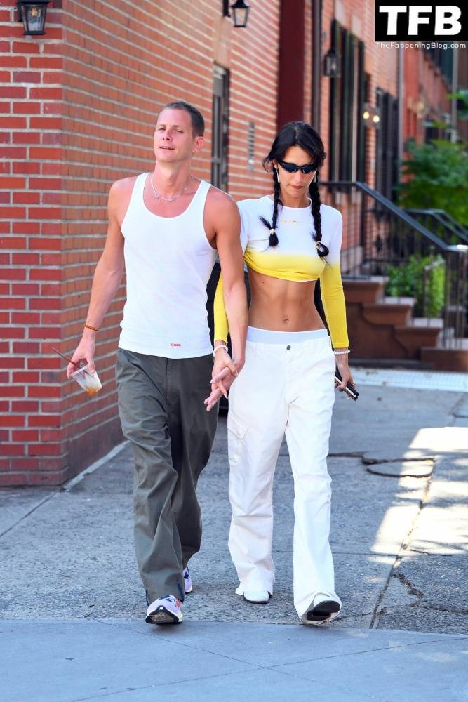 Braless Bella Hadid Steps Out with Marc Kalman for a Walk in NYC - #17