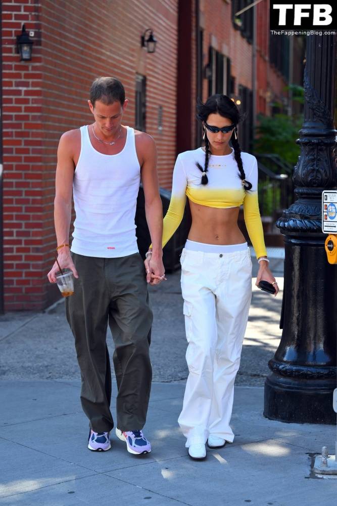 Braless Bella Hadid Steps Out with Marc Kalman for a Walk in NYC - #32