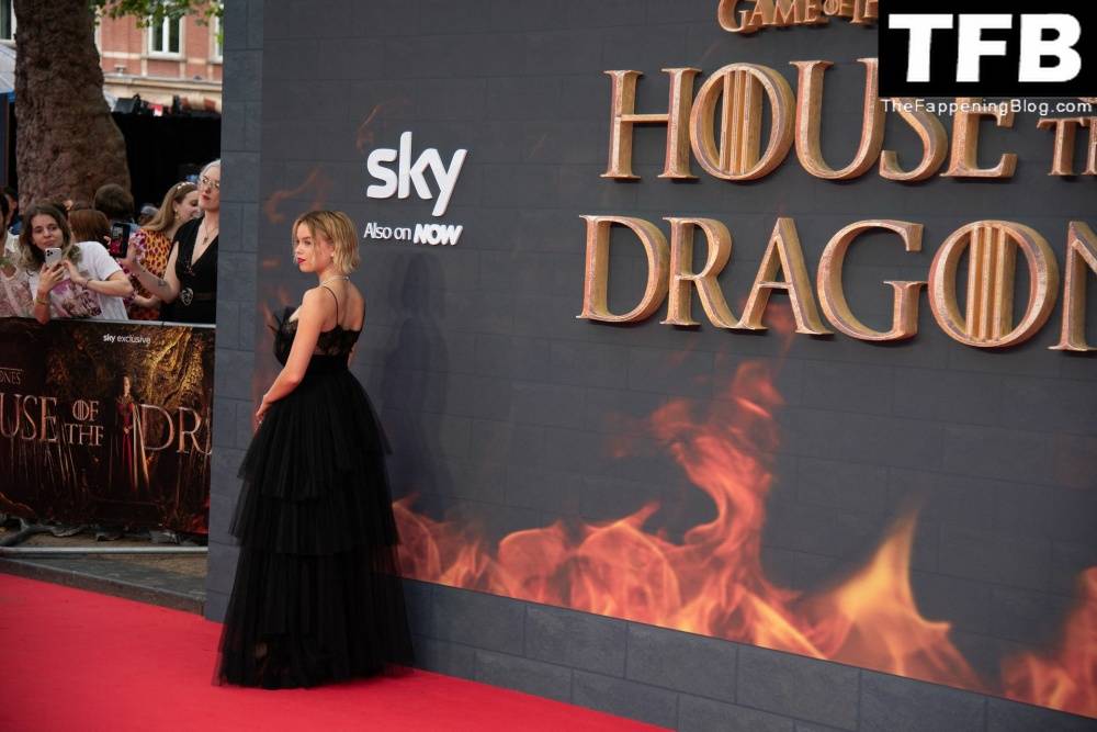 Milly Alcock Poses in a Black Dress at the HBO 19s 1CHouse of the Dragon 1D Premiere in London - #13