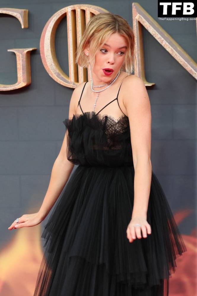 Milly Alcock Poses in a Black Dress at the HBO 19s 1CHouse of the Dragon 1D Premiere in London - #16