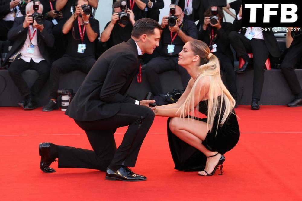 Alessandro Basciano Proposes to Sophie Codegoni During 1CThe Son 1D Red Carpet at the 79th Venice International Film Festival - #75