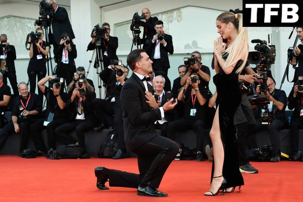 Alessandro Basciano Proposes to Sophie Codegoni During 1CThe Son 1D Red Carpet at the 79th Venice International Film Festival - #39