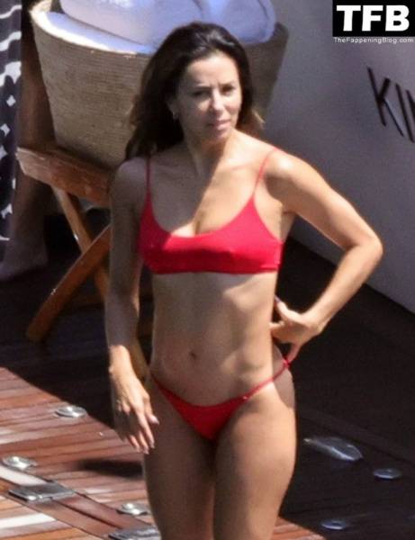 Eva Longoria Showcases Her Stunning Figure and Ass Crack in a Red Bikini on Holiday in Capri